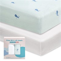 Mini Crib Sheets Fitted for Girls and Boys, Cotton