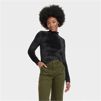Women's Fuzzy Mock Turtleneck Pullover Sweater -