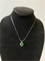 18" necklace w/ emerald .925