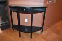 Half Moon Console Table w/Drawer Glass Top
