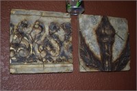 2 Thick Pottery Wall Art Tiles