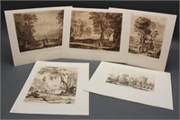 5 etchings: Richard Earlom after Claude Lorrain