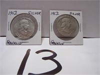 (2) 1954 Franklin Silver Halves