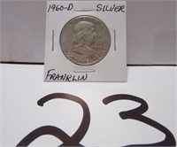 1960 -D- Franklin Silver Half Dollar