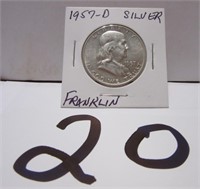 1957 -D- Franklin Silver Half Dollar