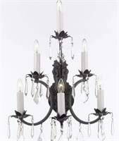 Wrought Iron Wall Sconce w/ Crystal