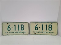 Two - 1974 Sask. License Plates