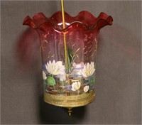 Victorian Glass Hanging Light Moser Style