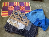 2 Quilts- 1 needs repair & homemade blanket