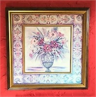Framed floral bouquet print