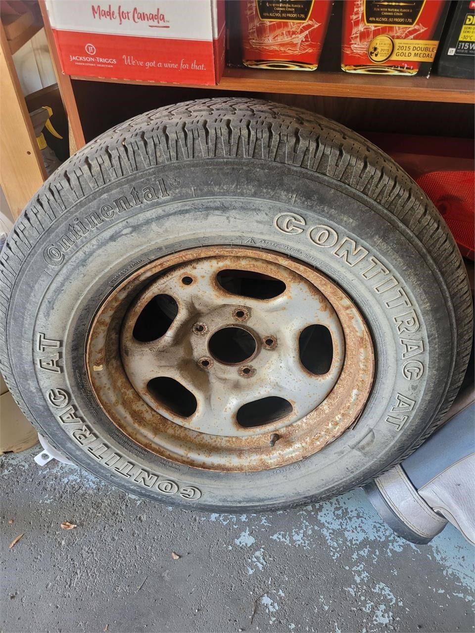 Large spare tire on rim