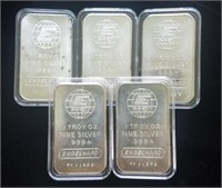 (5) 1 oz Silver Engelhard Bars