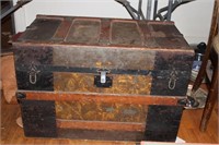 Vintage Steamer Trunk with Cowboys Lining