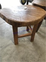 Wood slab table--24.5 inches across by 21 tall