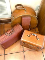 Group of Vtg Leather Luggage-Samsonite,etc