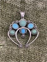 Sterling Silver Southwest Turquoise Naja Pendant