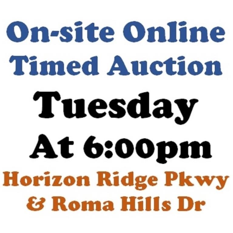 Tues.@6pm - Horizon Ridge & Roma Hills Estate Auction 7/16