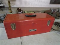METAL GRAY BRAND TOOLBOX WITH SOME TOOLS