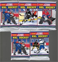5 Count - Score NHL 1990 Hockey Retail 15 Card