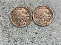Two 1937S Buffalo nickels