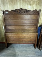 Antique Oak High Back Full Size Bed