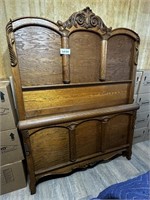 Antique Quarter Sawn Oak High Back Full Size Bed
