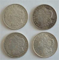 Lot of 4 1921 Morgan Silver Dollars