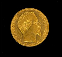 Coin 1857 France 20 Franc Gold Coin in Extra Fine