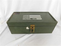Green wooden box with G.I. Joe parts