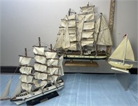 (3) Nice Clipper Ship Display Models See Photos