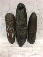 Lot of 3 Carved Tribal Wood Masks