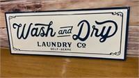 Retro Style Metal Enamel Laundry Room Sign Wash