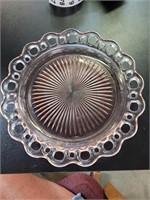 Pink glass serving plate