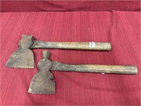 2 ANTIQUE Hewing BROAD AXE Steel Head: