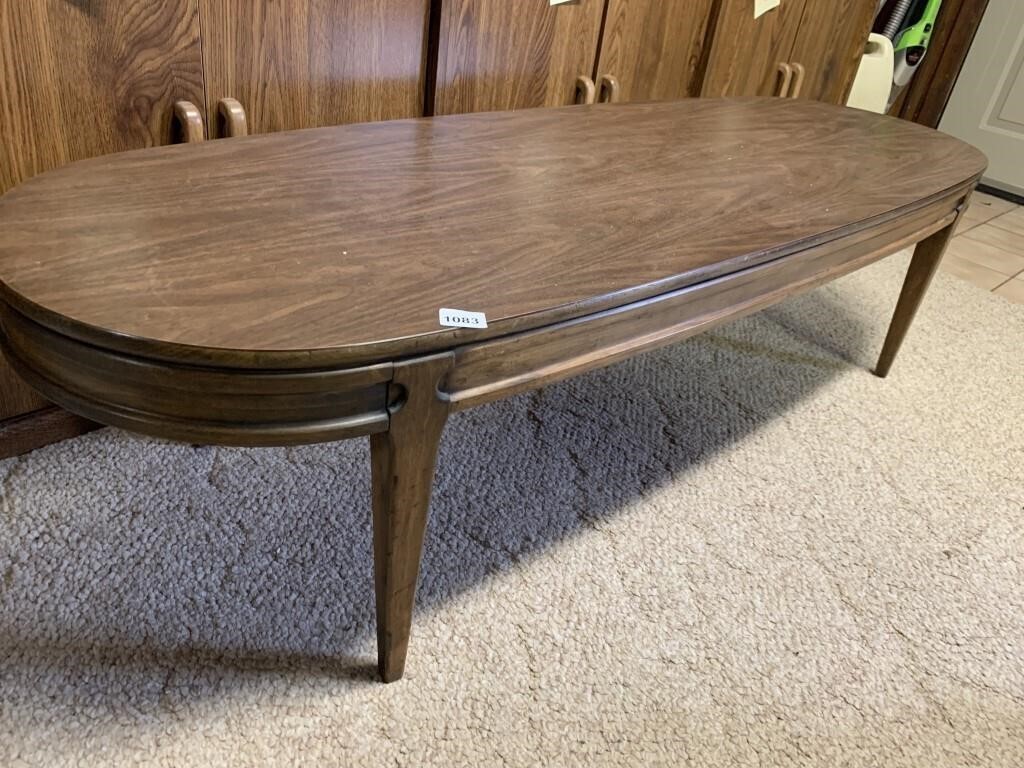 VINTAGE OVAL COFFEE TABLE FORMICA TOP