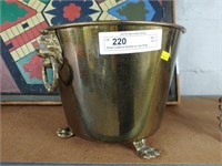 Brass Clawfoot Bucket w/Lion Ring Handles