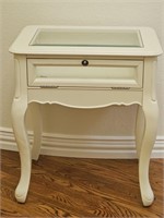 White French Provincial Table w/ Glass Display Top