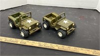 2 Tonka Mid-size Military Jeeps.