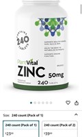 PlantVital Zinc Supplements 50mg (240 Count) -