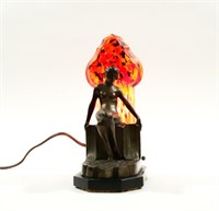 Art Deco Cast Metal Nude Lady Lamp