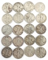 $10 Face 90% Silver Walking Liberty Half Dollars