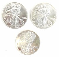 (3) 2013 One Ounce American Silver Eagle Dollars