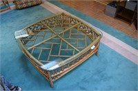 Large Flat Rock Hickory Coffee Table with Glass