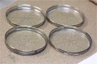 Sterling Rim Etched Glass Coasters
