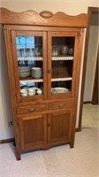 Tall 15”x39”x76.5” Wooden China Cabinet (Contents
