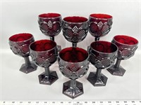 (8) Avon Cape Cod Ruby red goblets