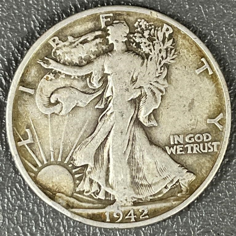 1942D Walking Liberty Silver (90%) Half Dollar