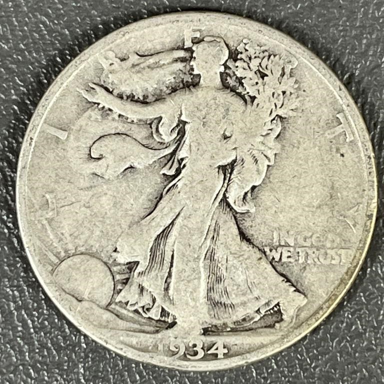 1934S Walking Liberty Silver (90%) Half Dollar