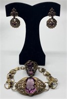 Vintage Brass Look Ring, Earrings, Bracelet