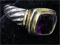 Sterling Silver ring with Purple Tourmaline - cut